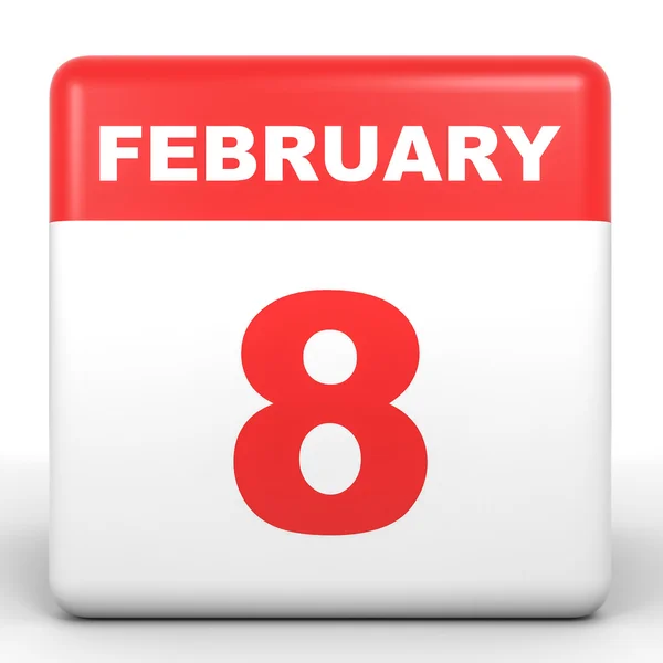 8 de febrero. Calendario sobre fondo blanco . — Foto de Stock