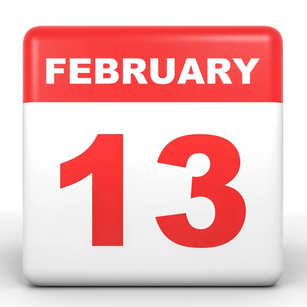 13 de febrero. Calendario sobre fondo blanco . — Foto de Stock