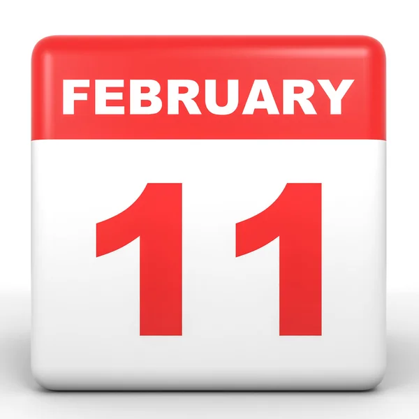 11 febbraio. Calendario su sfondo bianco . — Foto Stock