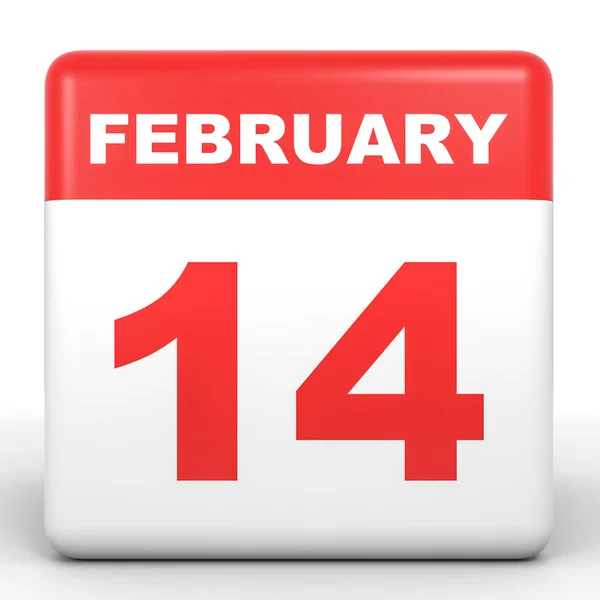 14 de febrero. Calendario sobre fondo blanco . — Foto de Stock
