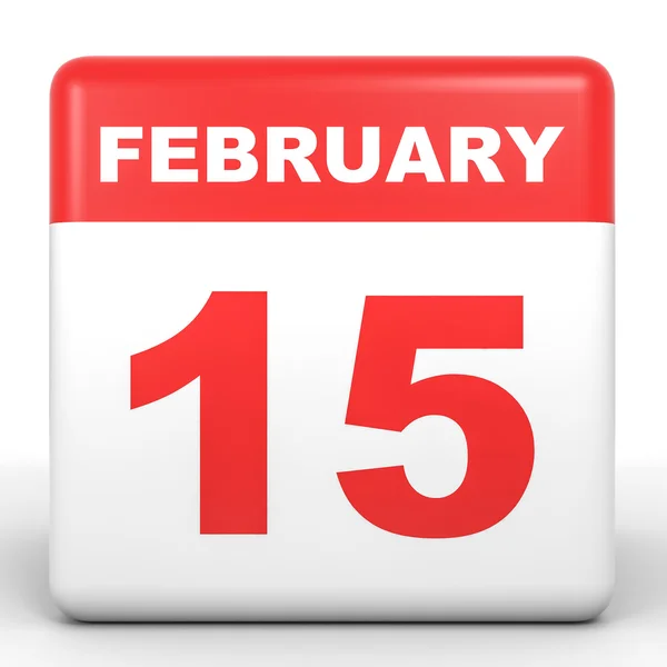 15 de febrero. Calendario sobre fondo blanco . — Foto de Stock