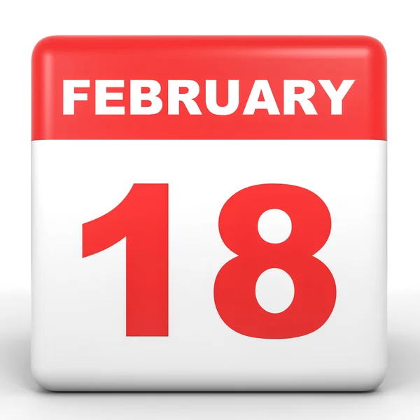 18 lutego. Kalendarz na białym tle. — Zdjęcie stockowe