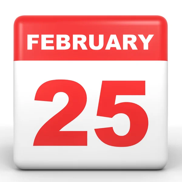 25 febbraio. Calendario su sfondo bianco . — Foto Stock