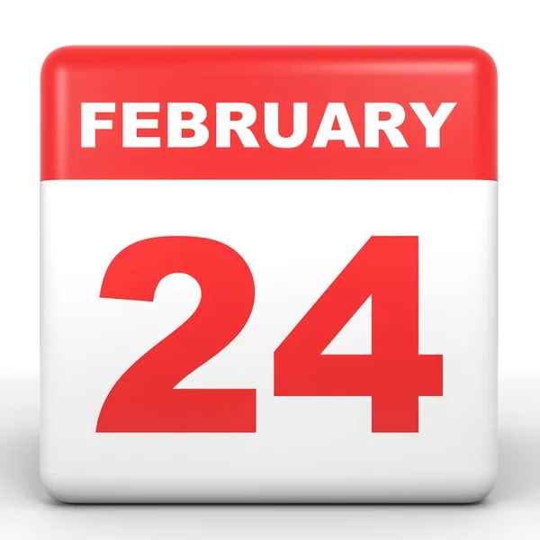 24. února. Kalendář na bílém pozadí. — Stock fotografie
