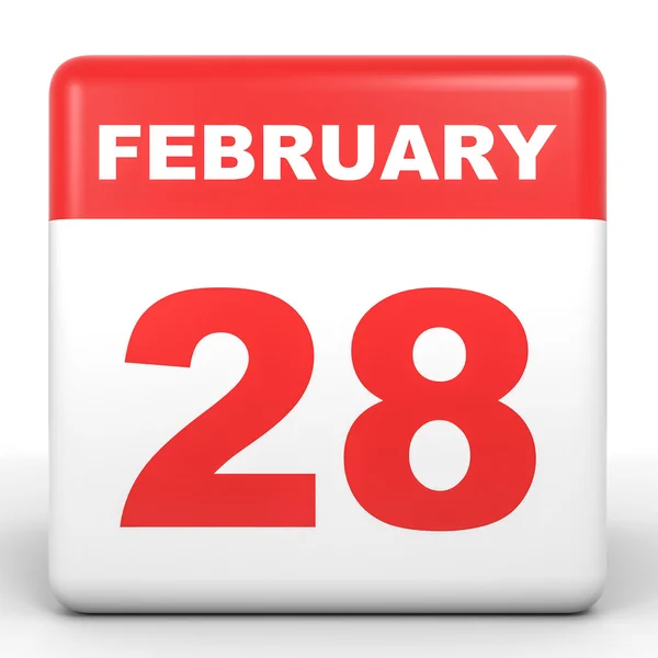 Den 28 februari. Kalender på vit bakgrund. — Stockfoto