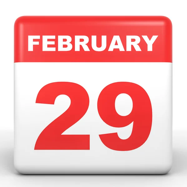 29 lutego. Kalendarz na białym tle. — Zdjęcie stockowe