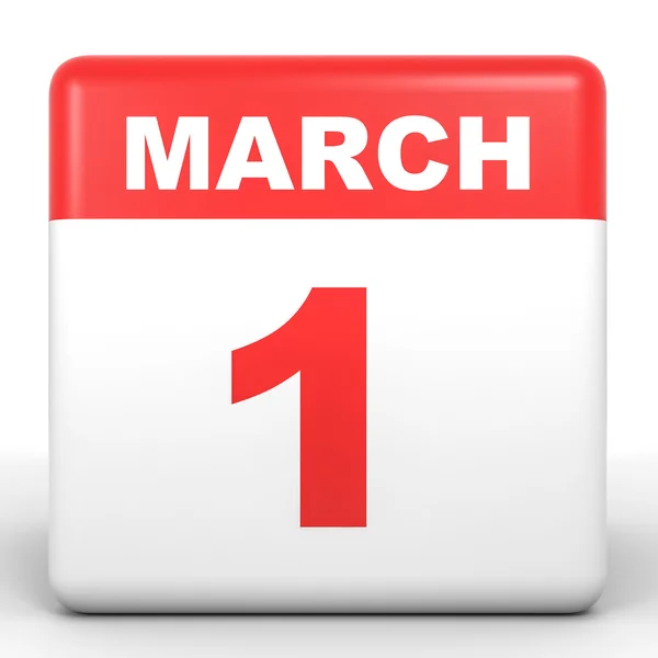 1 marzo. Calendario su sfondo bianco . — Foto Stock