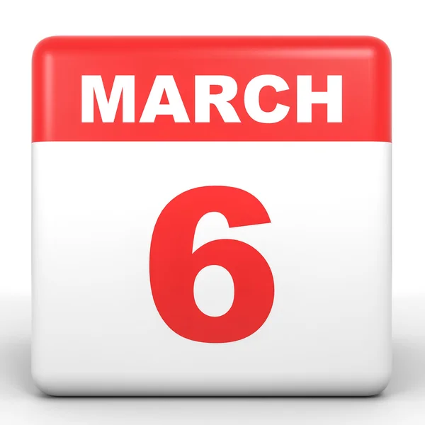 March 6. Calendar on white background. — Stock Photo, Image