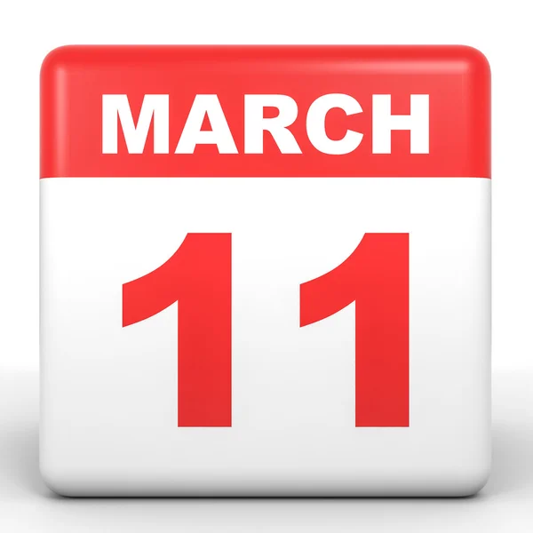 11 marzo. Calendario su sfondo bianco . — Foto Stock