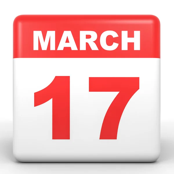 17 marzo. Calendario su sfondo bianco . — Foto Stock