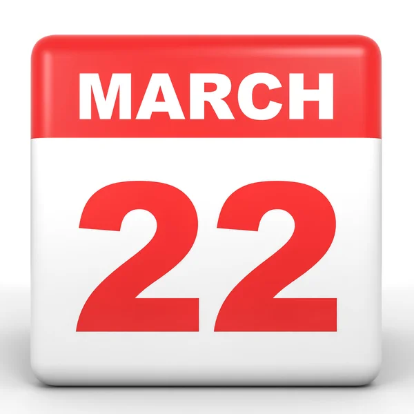 22 de marzo. Calendario sobre fondo blanco . —  Fotos de Stock