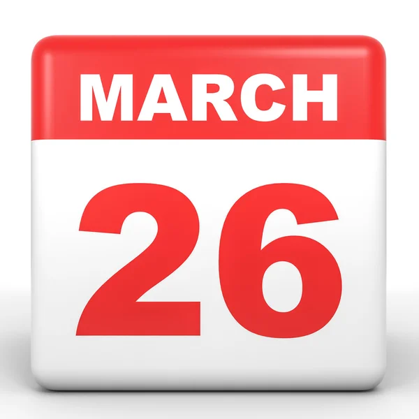 26 marca. Kalendarz na białym tle. — Zdjęcie stockowe