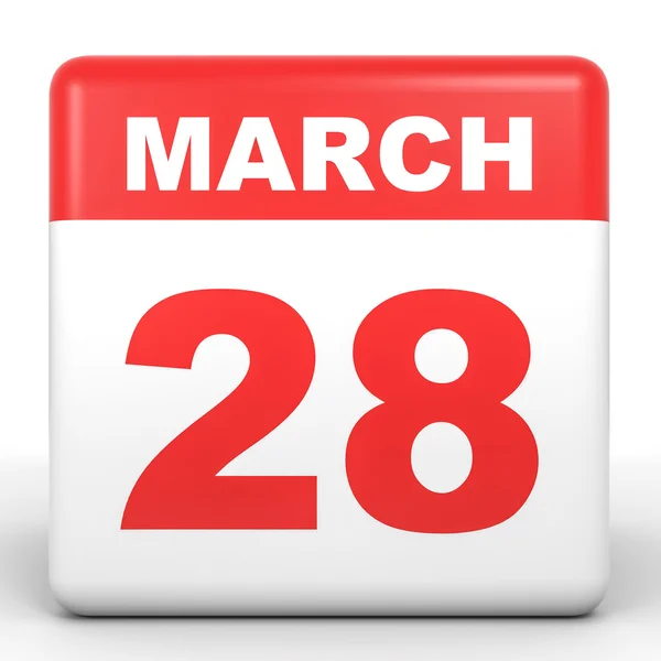28. März Kalender auf weißem Hintergrund. — Stockfoto