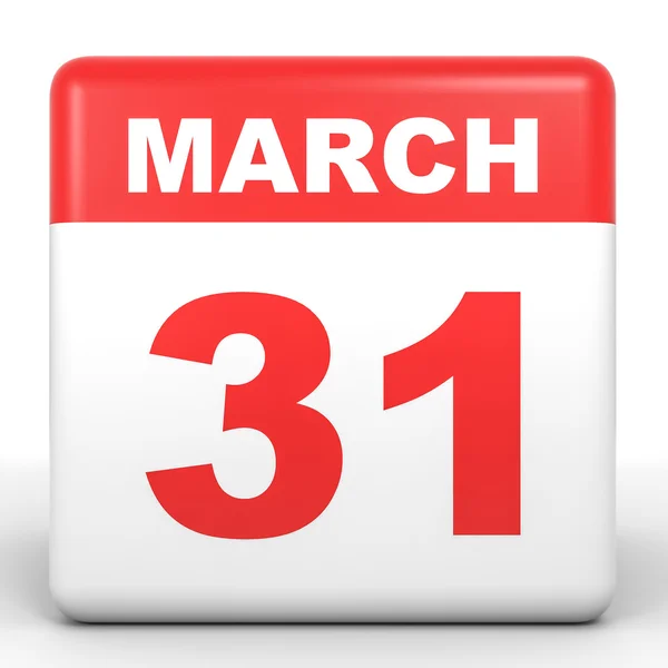 31 marca. Kalendarz na białym tle. — Zdjęcie stockowe