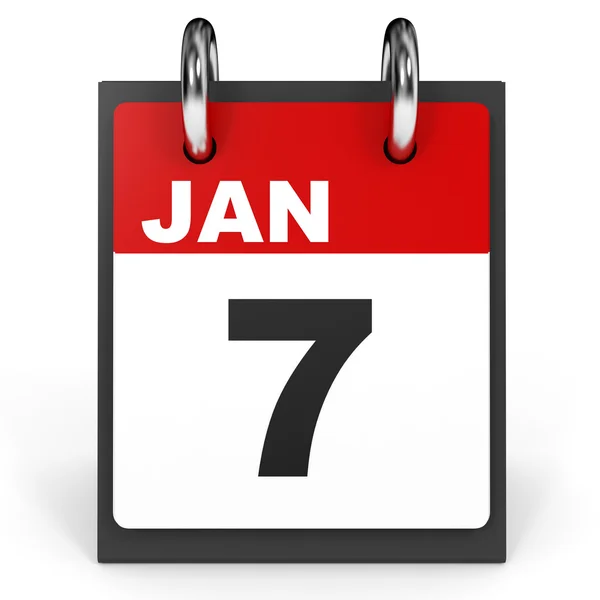 7 января. календарь на белом фоне . — стоковое фото