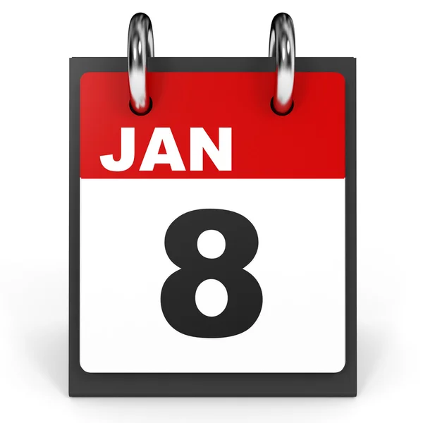 January 8. Calendar on white background. — Stock Photo, Image