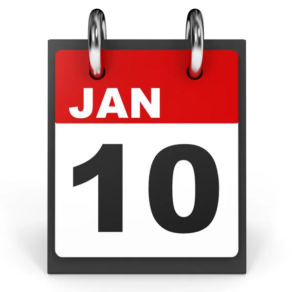 10 januari. Kalender op witte achtergrond. — Stockfoto