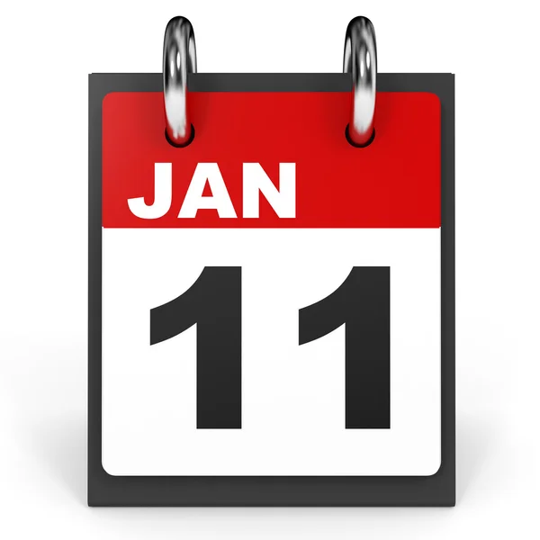 11 de enero. Calendario sobre fondo blanco . — Foto de Stock