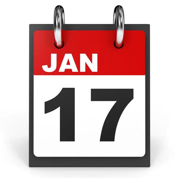 17. Januar Kalender auf weißem Hintergrund. — Stockfoto