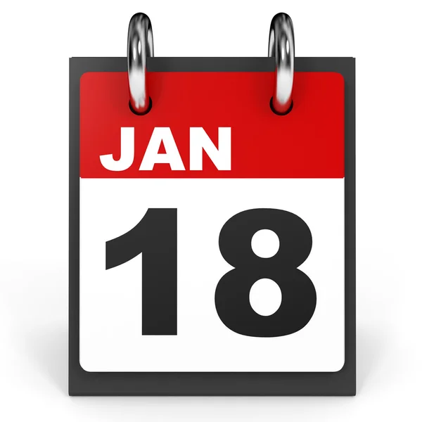 18 de enero. Calendario sobre fondo blanco . — Foto de Stock