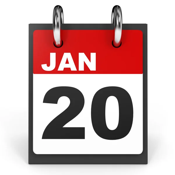 January 20. Calendar on white background. — Stock Photo, Image