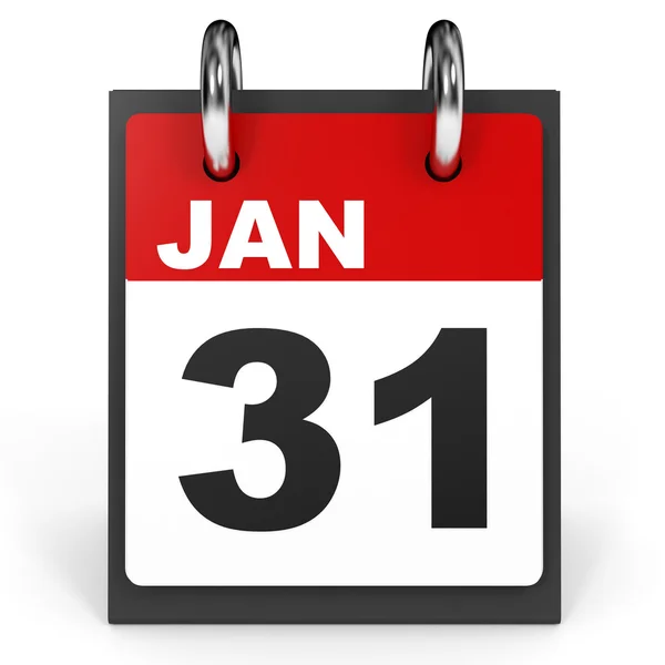 31. ledna. Kalendář na bílém pozadí. — Stock fotografie