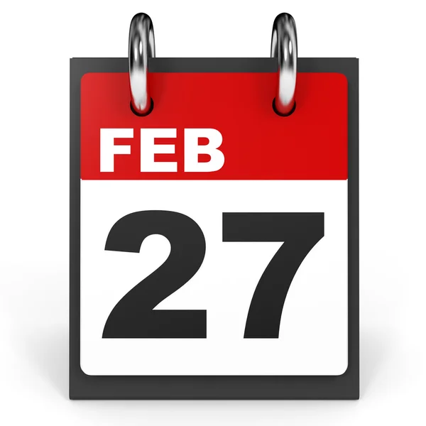 27 lutego. Kalendarz na białym tle. — Zdjęcie stockowe