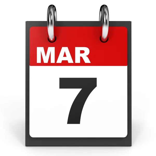 March 7. Calendar on white background. — Stock Photo, Image