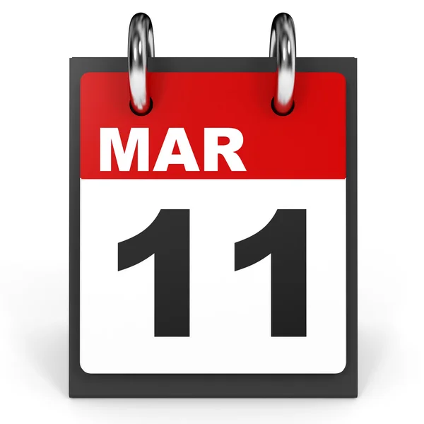 11 marzo. Calendario su sfondo bianco . — Foto Stock