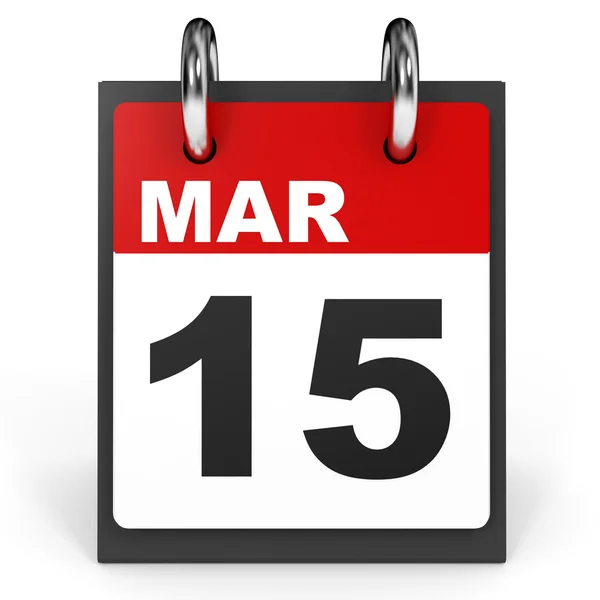 15 marca. Kalendarz na białym tle. — Zdjęcie stockowe