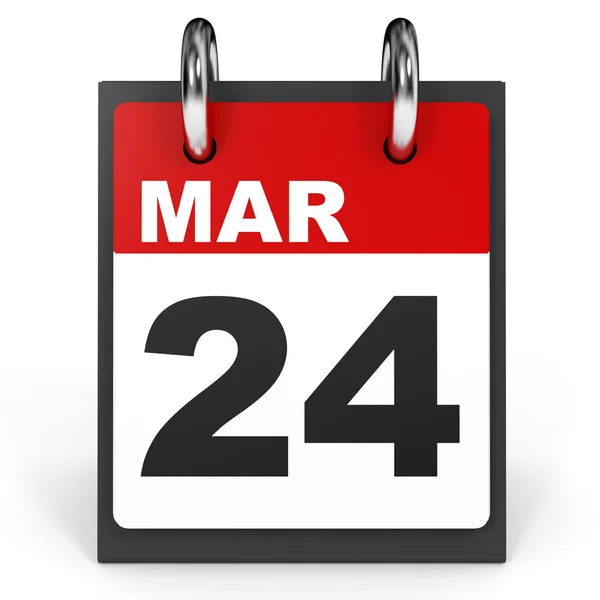24 marca. Kalendarz na białym tle. — Zdjęcie stockowe