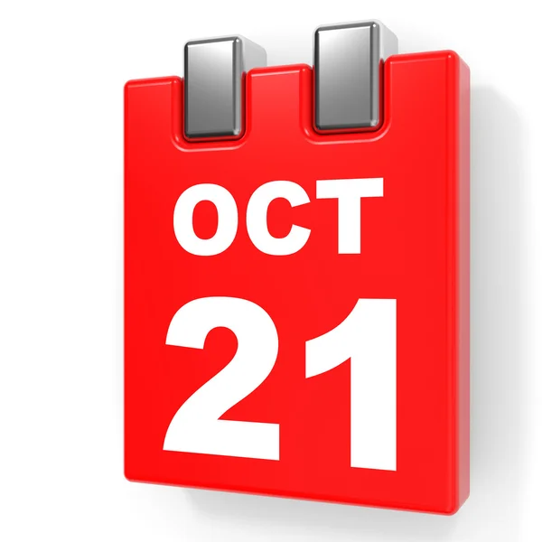 21 ottobre. Calendario su sfondo bianco . — Foto Stock