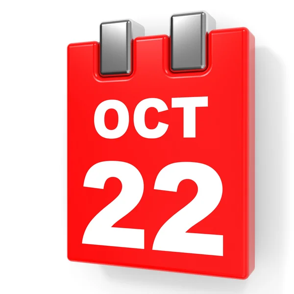 22 ottobre. Calendario su sfondo bianco . — Foto Stock