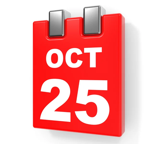 25 ottobre. Calendario su sfondo bianco . — Foto Stock