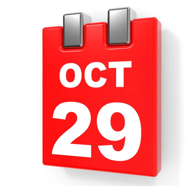 29 ottobre. Calendario su sfondo bianco . — Foto Stock