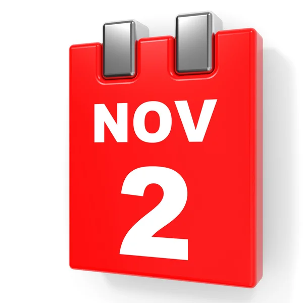 2 novembre. Calendario su sfondo bianco . — Foto Stock
