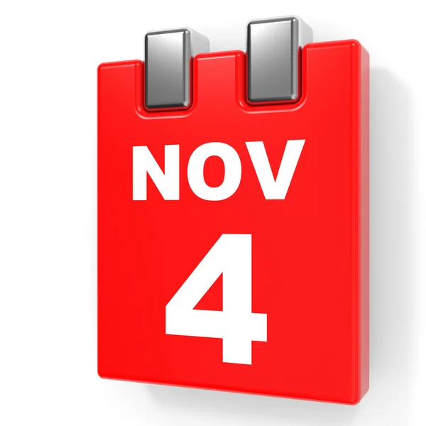 4 novembre. Calendario su sfondo bianco . — Foto Stock