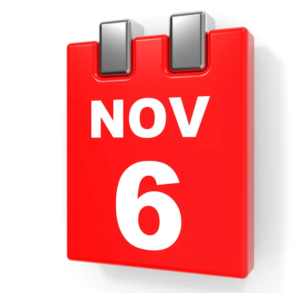 6 novembre. Calendario su sfondo bianco . — Foto Stock