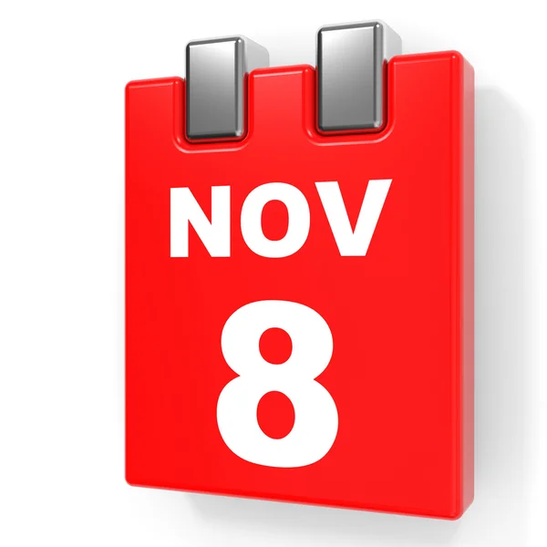 8 listopada. Kalendarz na białym tle. — Zdjęcie stockowe