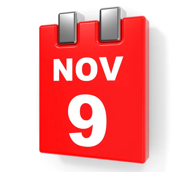 9 listopada. Kalendarz na białym tle. — Zdjęcie stockowe
