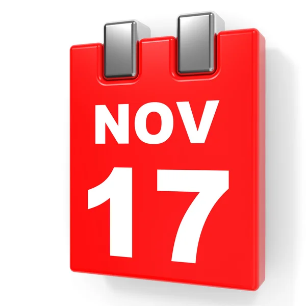17 de noviembre. Calendario sobre fondo blanco . — Foto de Stock