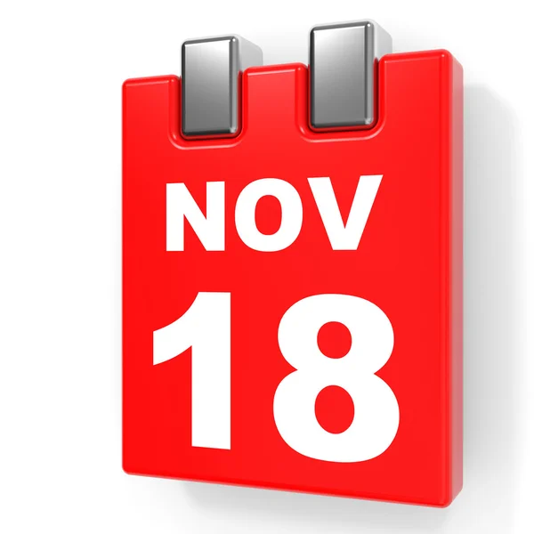 18 novembre. Calendario su sfondo bianco . — Foto Stock