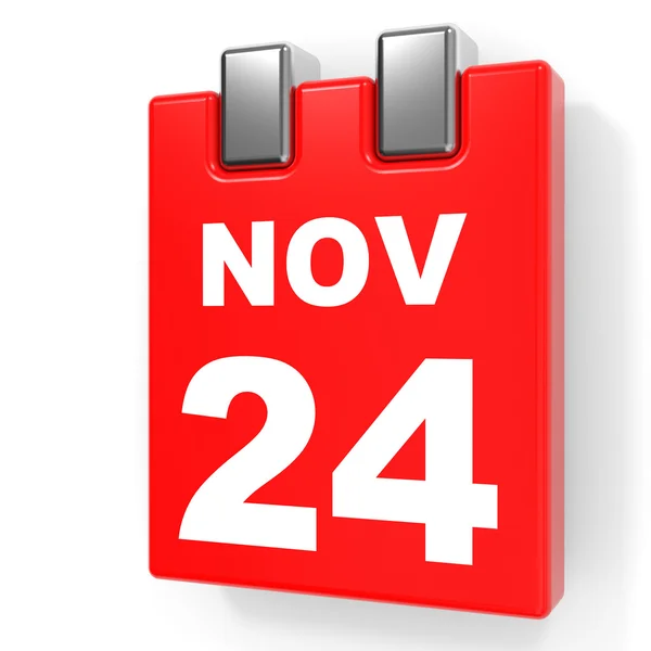 24 novembre. Calendario su sfondo bianco . — Foto Stock