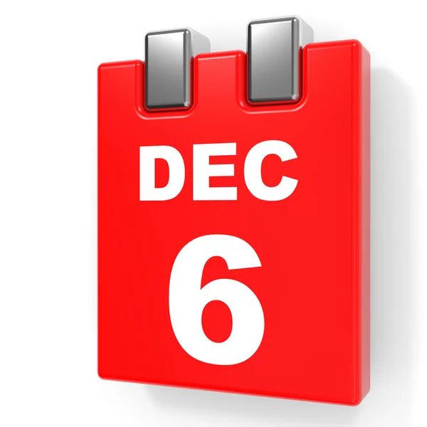 6 grudnia. Kalendarz na białym tle. — Zdjęcie stockowe