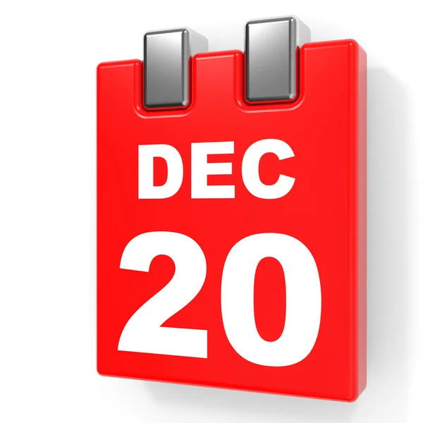 20 dicembre. Calendario su sfondo bianco . — Foto Stock