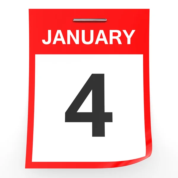 4 января. календарь на белом фоне . — стоковое фото