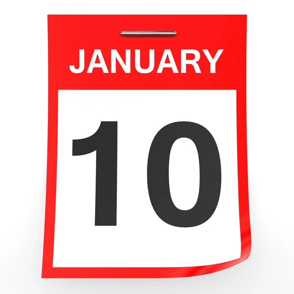 10 Ιανουαρίου. Ημερολόγιο σε λευκό φόντο. — Φωτογραφία Αρχείου