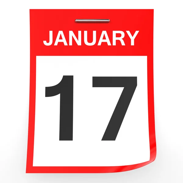 17 de enero. Calendario sobre fondo blanco . —  Fotos de Stock