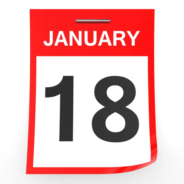 18 de enero. Calendario sobre fondo blanco . —  Fotos de Stock