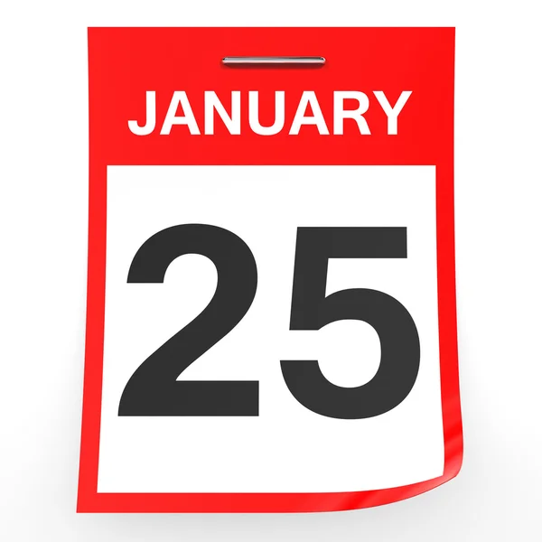 25 januari. Kalender op witte achtergrond. — Stockfoto